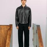 Veste en cuir Zayn, noire 