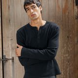 Ezra Ribbed Henley, Black