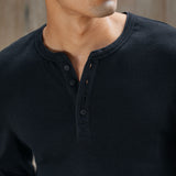 Ezra Ribbed Henley, Black