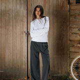Ezra Ribbed Henley, White