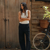 Gerard Pinstripe Trousers, Black