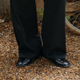 Gerard Pinstripe Trousers, Black