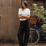 Lowen Wool Blend Trouser, Dark Brown