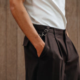 Lowen Wool Blend Trouser, Dark Brown